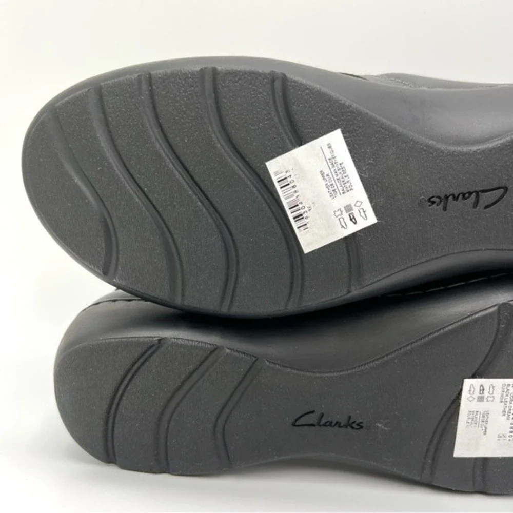 Clarks Size 9 Cora Dream Black Leather Fisherman Style Casual‎ Comfort Shoes